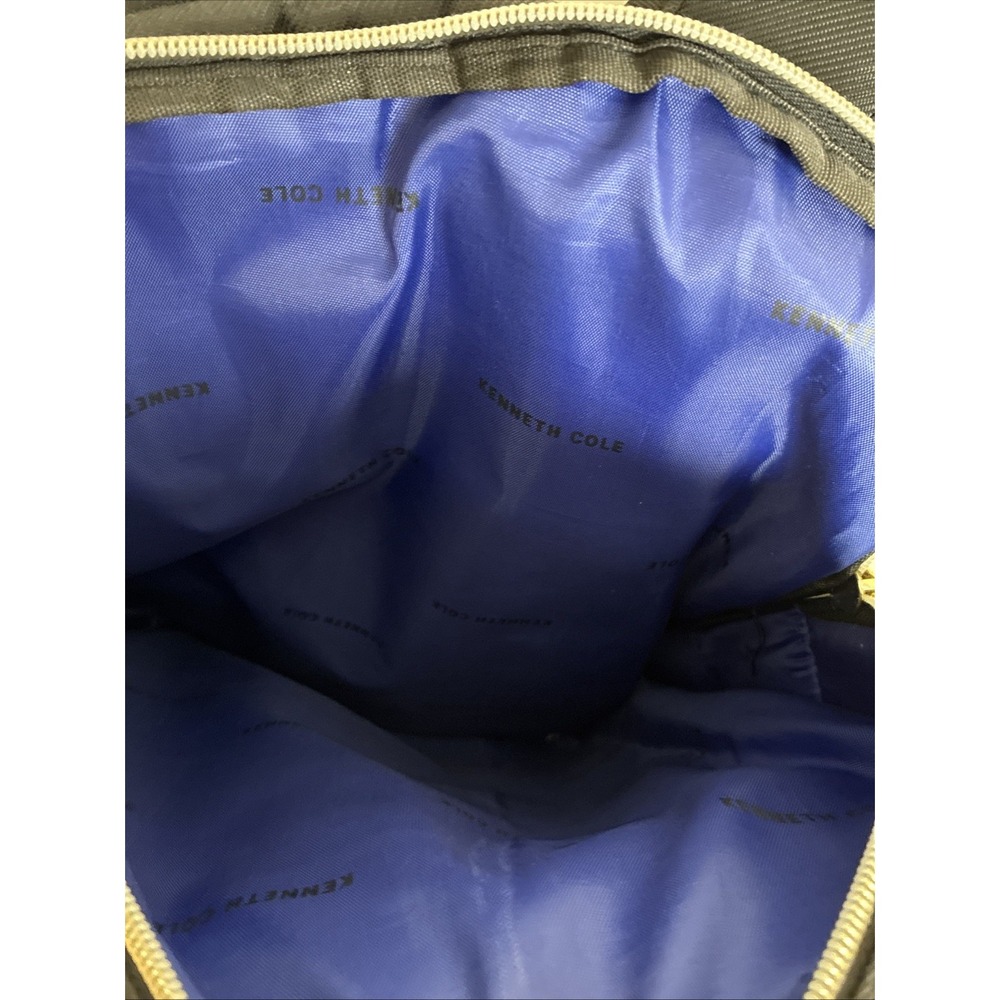Kenneth Cole Reaction Backpack Black Nylon Chevron Quilted Gold Hardware Zipper - Picture 11 of 14